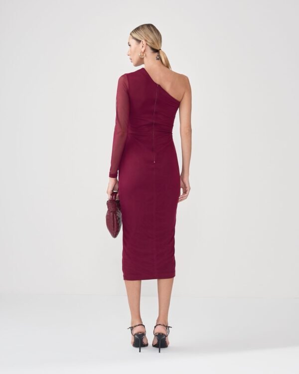 Vestido Midi One Shoulder com Drapeado - Imagem 4