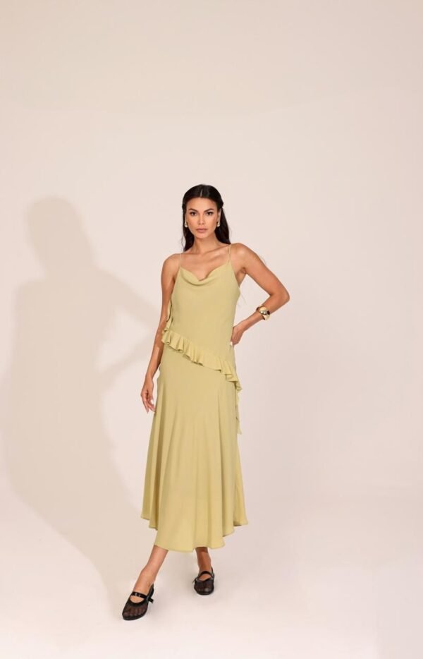 Vestido babado midi chiffon - Imagem 4
