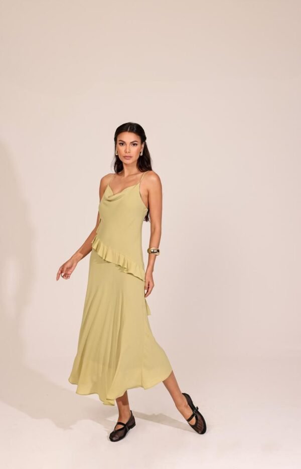 Vestido babado midi chiffon - Imagem 3