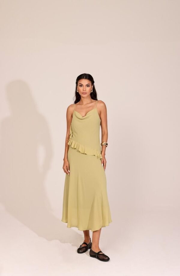 Vestido babado midi chiffon - Imagem 5